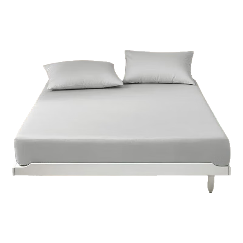 Luolai Home Textiles 60-Thread Count Pure Cotton Fitted Sheet Single Piece Gray 180x200x35cm