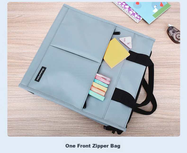 Bailiwen BX1014 Gray-Green Stylish Vertical Handbag, Student Tutoring Bag, Class Package, Handheld Schoolbag, Art Bag, Tutoring Class Book Carrier, Briefcase, Document Bag 5