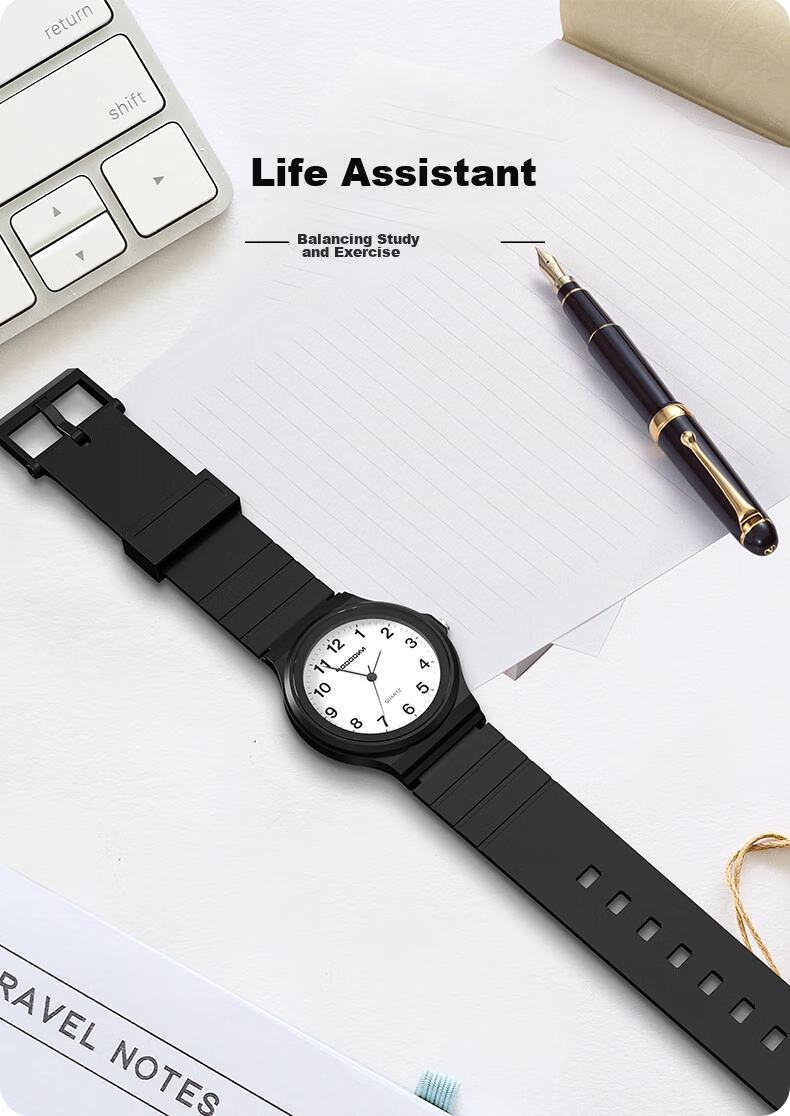 Siwangongli Children's Student Watch for Primary, Middle And High School Students, Civil Service Exam Waterproof Electronic Analog Quartz Watch, Black 6