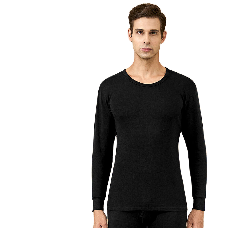 LangSha Men's Autumn Underwear Set, Pure Cotton Round Neck Thermal Top And Bottom, 5A Antibacterial And Anti-Mite Thin Base Layer Thermal Underwear