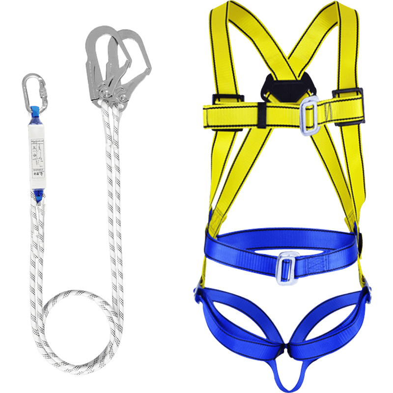 NITEX Five-Point Safety Harness, New National Standard Safety Rope, Double Large Hooks, 1.8 Meters + One Set of Shock Absorber Pouches