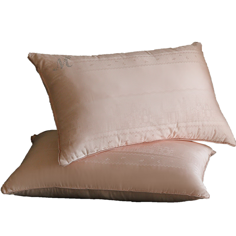Shuixingjiafang Silk Pillow Core, 100% Mulberry Silk, Luxury Heat-Treated A-Class Antibacterial Soft Neck Support Pillow, Home Use, One Pair