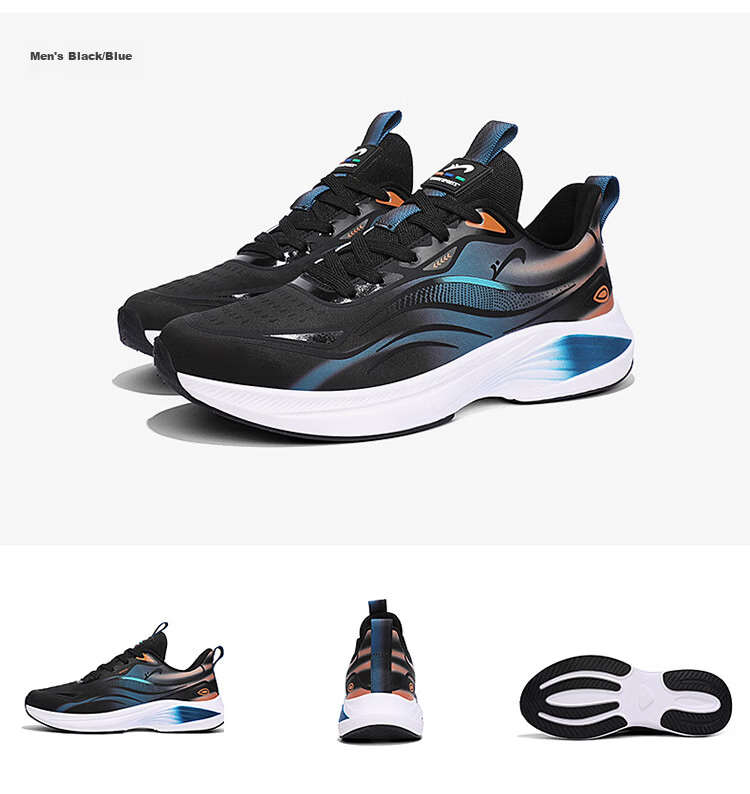 Guirenniao Men's Sports Shoes, Wear-Resistant Breathable Casual Shoes, Mesh Ultra-Light Running Shoes, Black/blue, Size 41 (Recommend Ordering One Size Smaller) 13