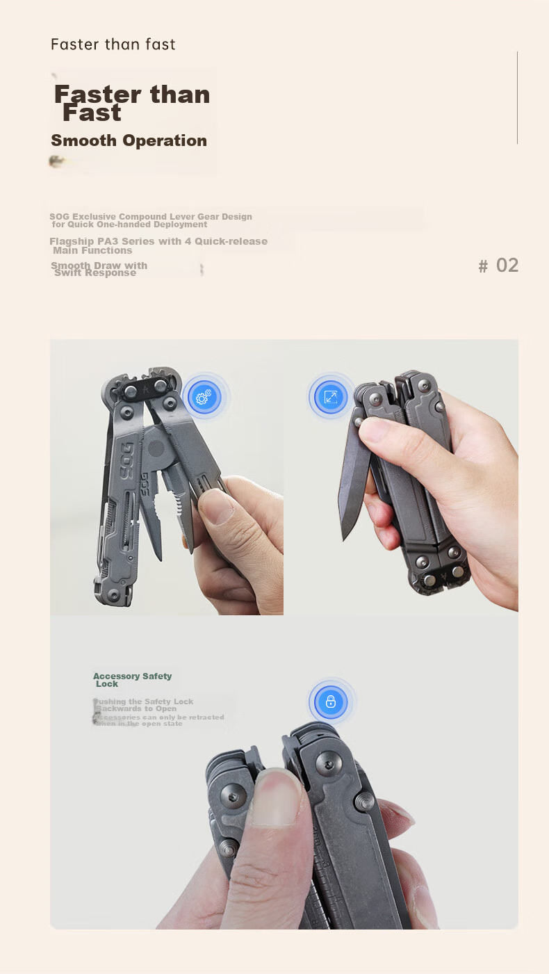 SOG Multi-Functional Pliers, Outdoor Portable Tool, Wilderness Equipment, Portable Folding Knife, PA1002 Set Versio 3