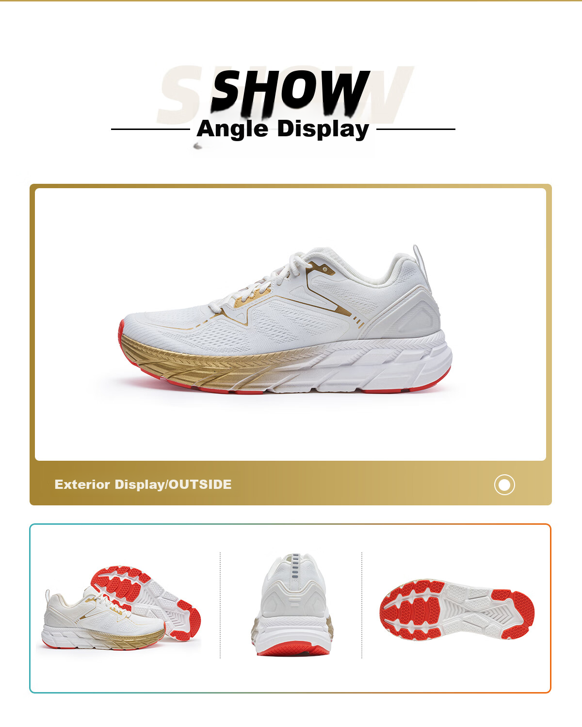 Huwaitegong R11 Shock-Absorbing Running Shoes, Jogging Shoes, Cushioned Breathable Aerobics Jump Rope Shoes, Lightweight Sports Shoes for Men And Women, Black And Gold, Size 42 10
