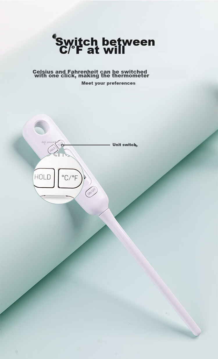 Deli Probe Thermometer Baby Milk Thermometer Kitchen Oil Thermometer with Protective Sleeve And Battery 8897 5