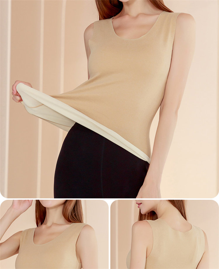 LangSha Women's Thermal Vest Slim Fit Autumn Seamless High Elastic Double-Sided Brushed Top Slimming Warm Underwear 17