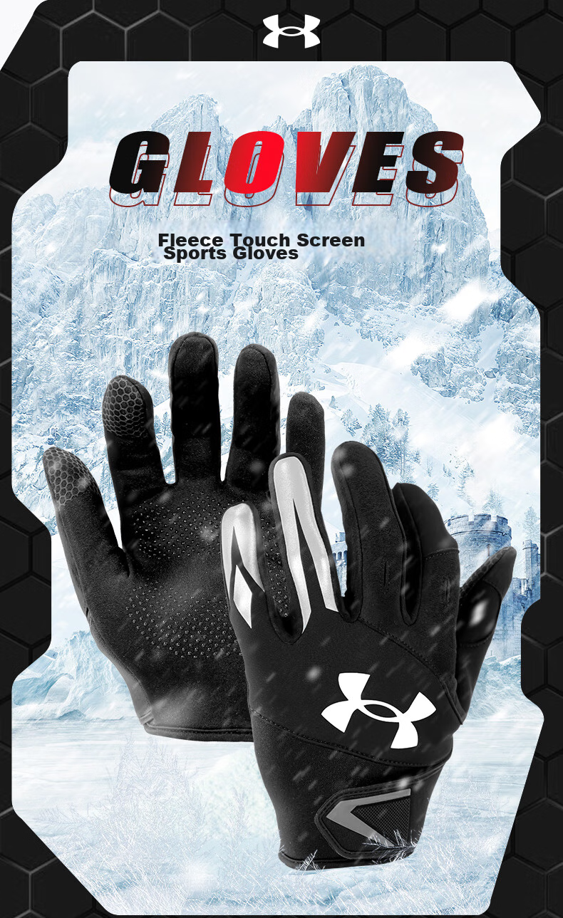 Under Armour Fitness Cycling Gloves, Winter Warm Fleece-Lined Gloves for Men And Women, Electric Motorcycle Bicycle Windproof Mountaineering Skiing Gloves 2