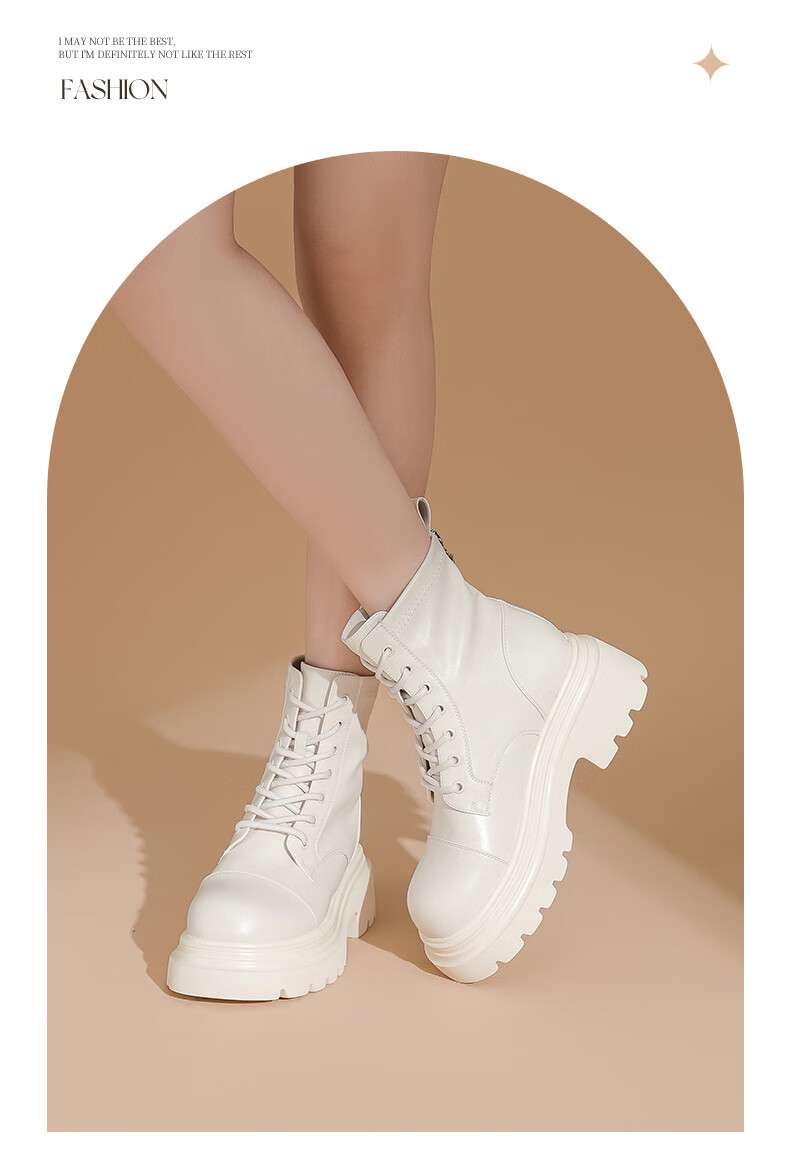 Daphne British Style Women's Ankle Boots Small Size Thick Sole Lace-up Martin Boots Black Sweet Cool Trendy Short Boots Brown 35 8