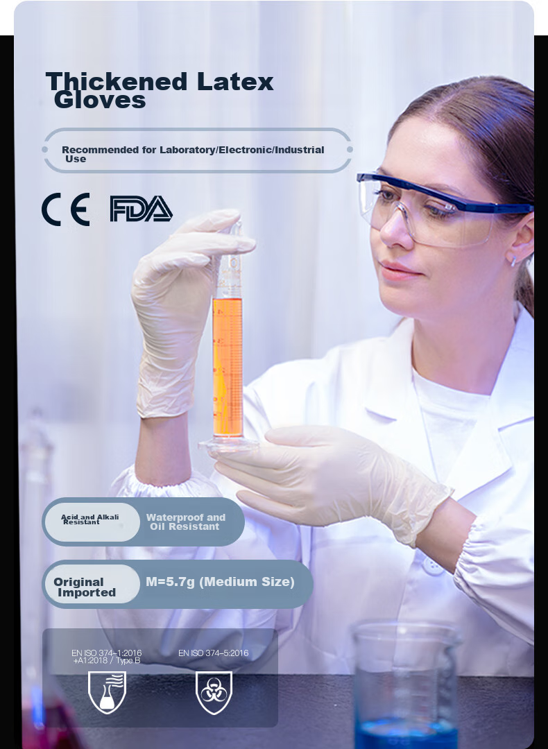 LANON Disposable Latex Gloves, Thickened, Laboratory And Oral Examination, 100 Pieces, Imported Latex LD11, Size L 2