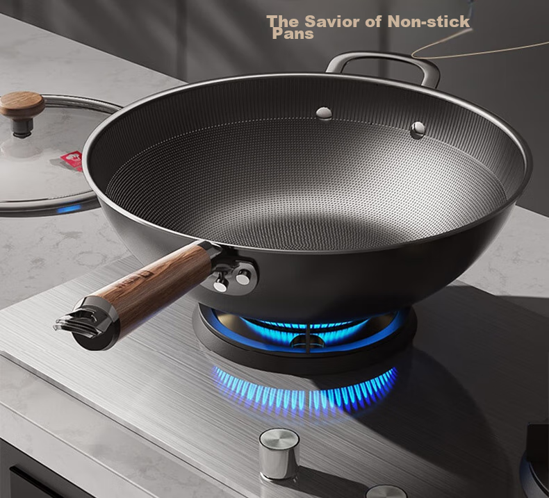 Kobach Wok Iron Pan Non-Stick Frying Pan, Uncoated Bionic Non-Stick Iron Pan, Suitable for Stove, 32cm 2