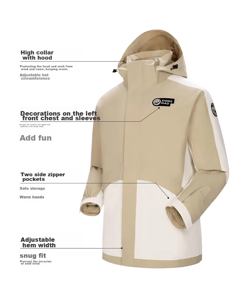 CAMEL Panda Three-Proof Windbreaker, Unisex Professional Oil-Resistant Waterproof Three-In Mountaineering Jacket A13CA6aB018 7