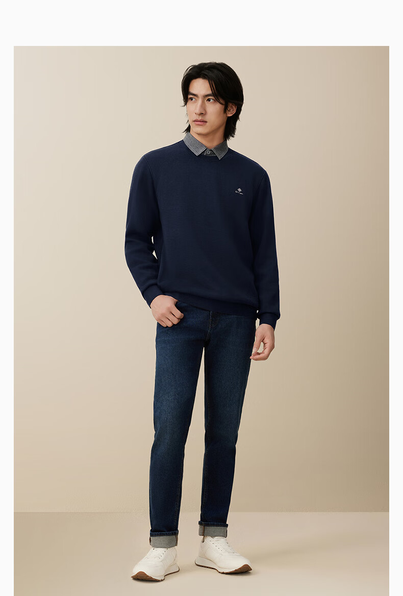 Hodo Anti-Pilling Wool Blend Fleece-Lined Two-in-One Thermal Warm Shirt Collar Sweater for Men 21