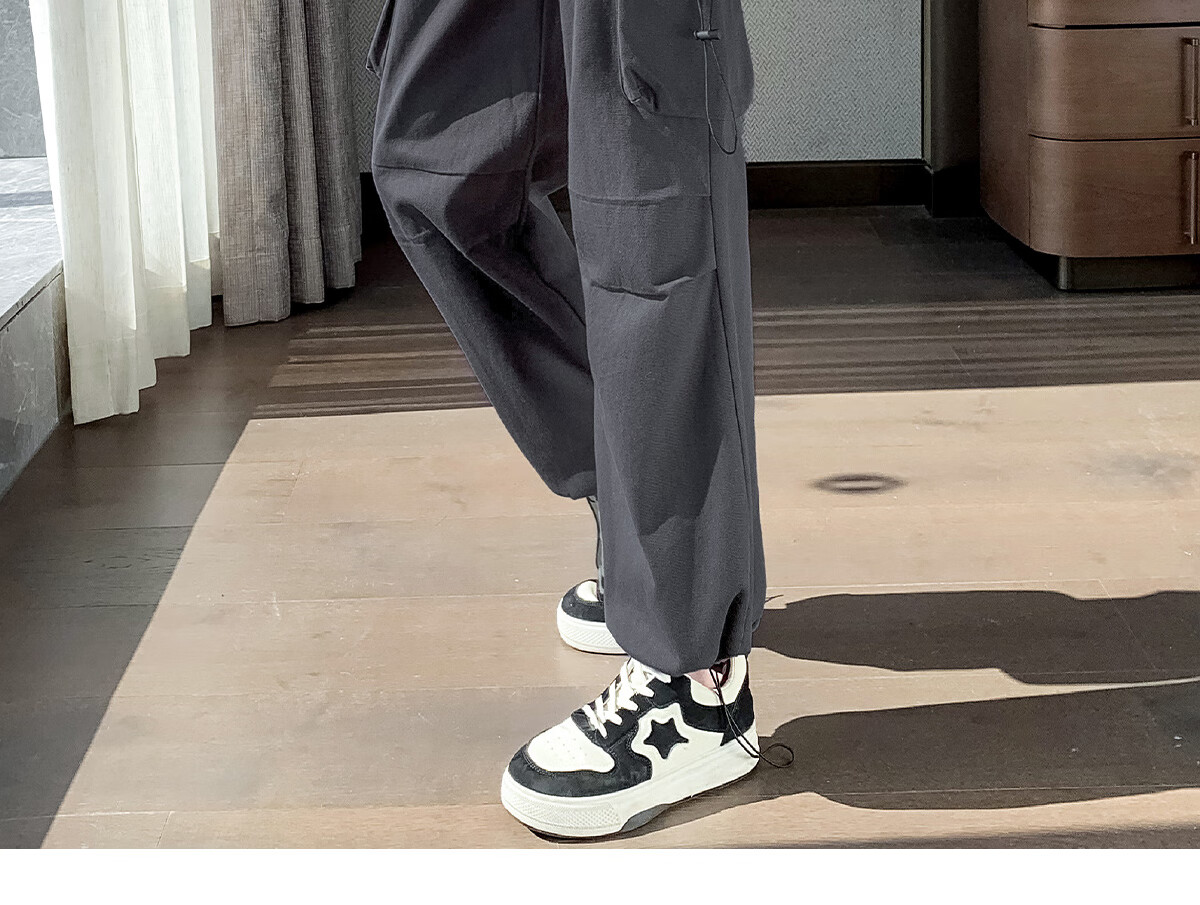 Halo Queen Women's Casual Pants, American-Style Breathable Loose Cargo Pants, High-Waisted Draping Parachute Pants H13KK2711 24