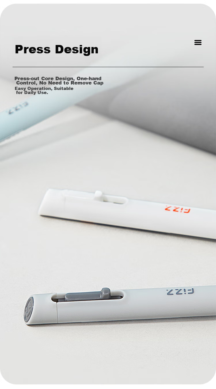 Fizz Quick-Drying Retractable Gel Pen, Stylish Design, 0.5mm Low Center of Gravity, Double Steel Ball CS Tip, Large Capacity Office Signing Pen, Back-To Exam Pen, 4-Pack B73003 8