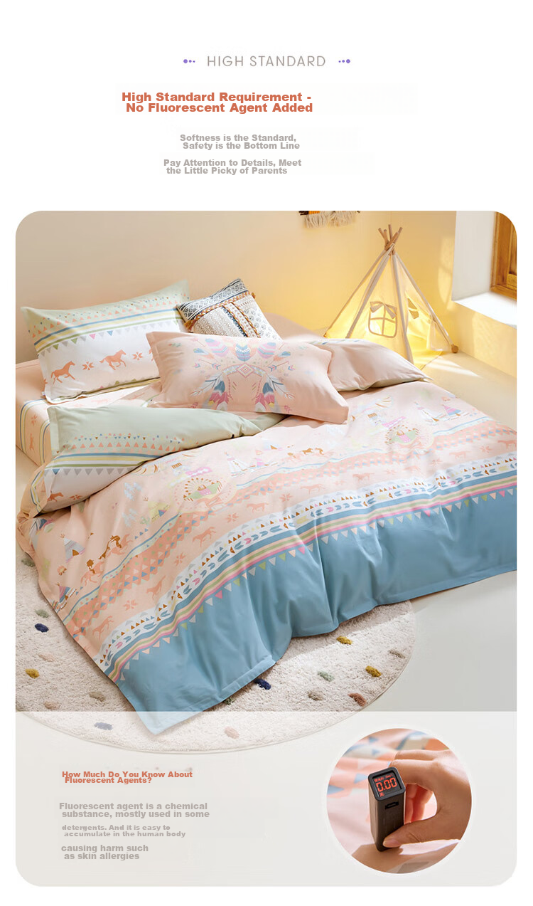 Luolaikids Four-Piece Set, Maternal And Infant Class A Pure Cotton Thickened Brushed Duvet Cover Bed Sheet Pillowcase Pure Cotton Quilt Cover, 220*250 3