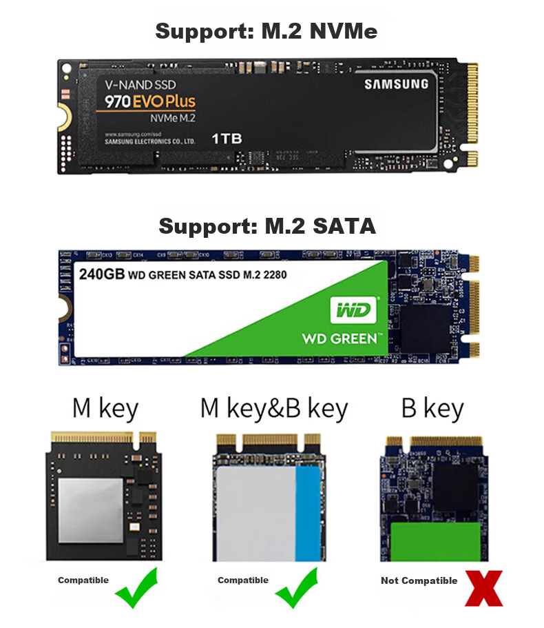 AOKO NVMe to SATA SSD Cloner, M.2 Cross-Protocol Cloning Base, Data Copier, 2.5/3.5-Inch Mechanical Hard Drive Cloner, NVMe Cloning Device, MM28SL 8