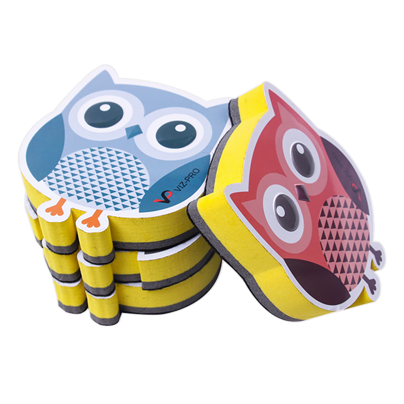 AUCS Cartoon Owl Magnetic Whiteboard Eraser Set, Cute And Personalized Erasable Chalk for Children, Home And Student Use, Office Stationery, 4-Pack