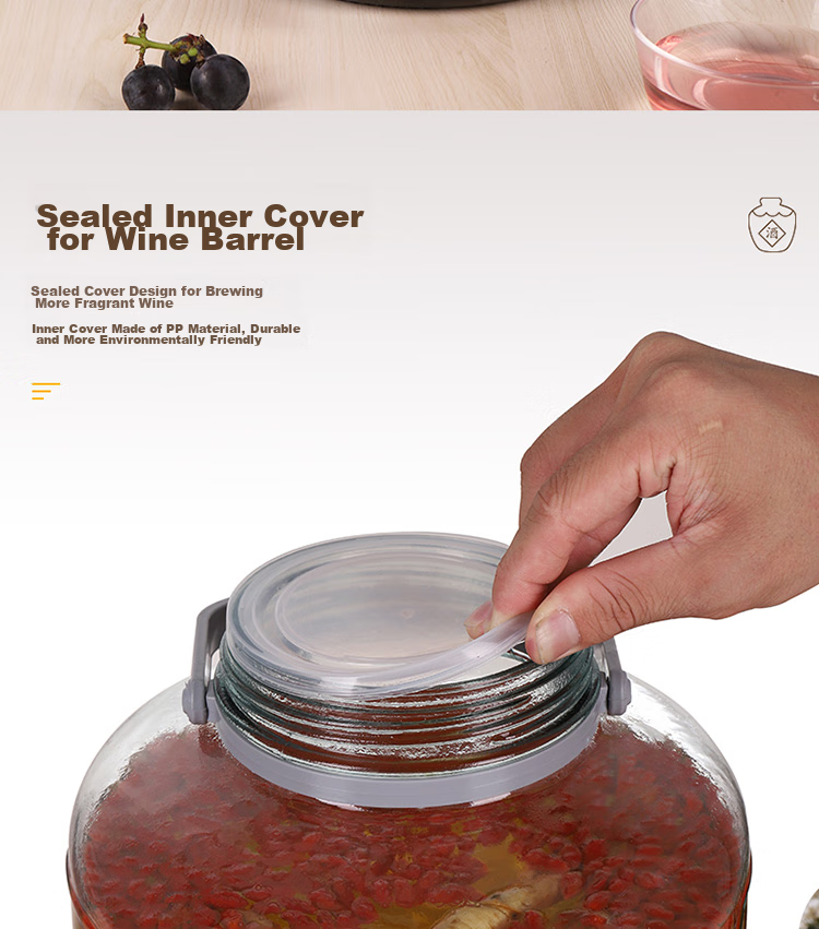 Jidukongjian Liquor Infusion Bottle, Household Glass Sealed Jar Special Container for Pickles And Liquor Brewing, with Tap, 20 Jin Capacity + Wine Lifting Handle 5