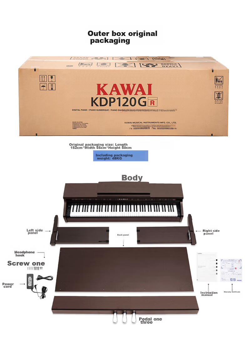 Kawai Digital Piano KDP120GR, 88-Key Weighted Hammer Action, for Adults And Children, Beginners And Professionals, Home Use, Upright Piano 25