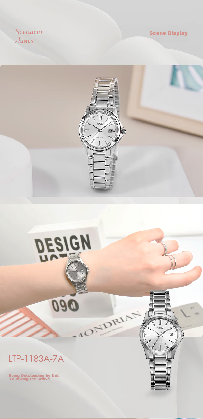CASIO Ladies Analog Series Watch, Commuter Waterproof Student Quartz Wristwatch, Gift for Girlfriend, LTP-1183A 14