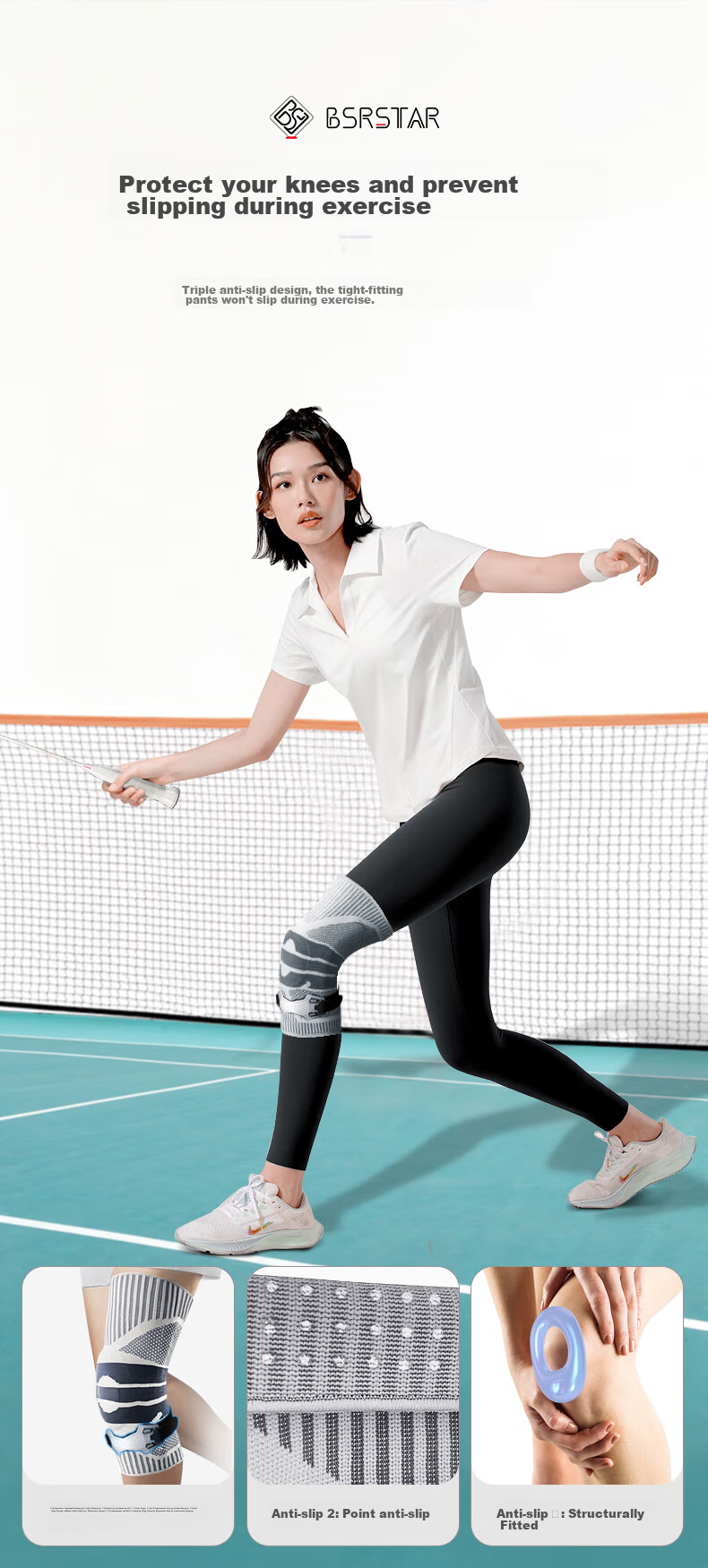 Bestray 5D Knee Brace for Sports Meniscus Injury And Fluid Retention, Professional Basketball Knee Support for Me 10