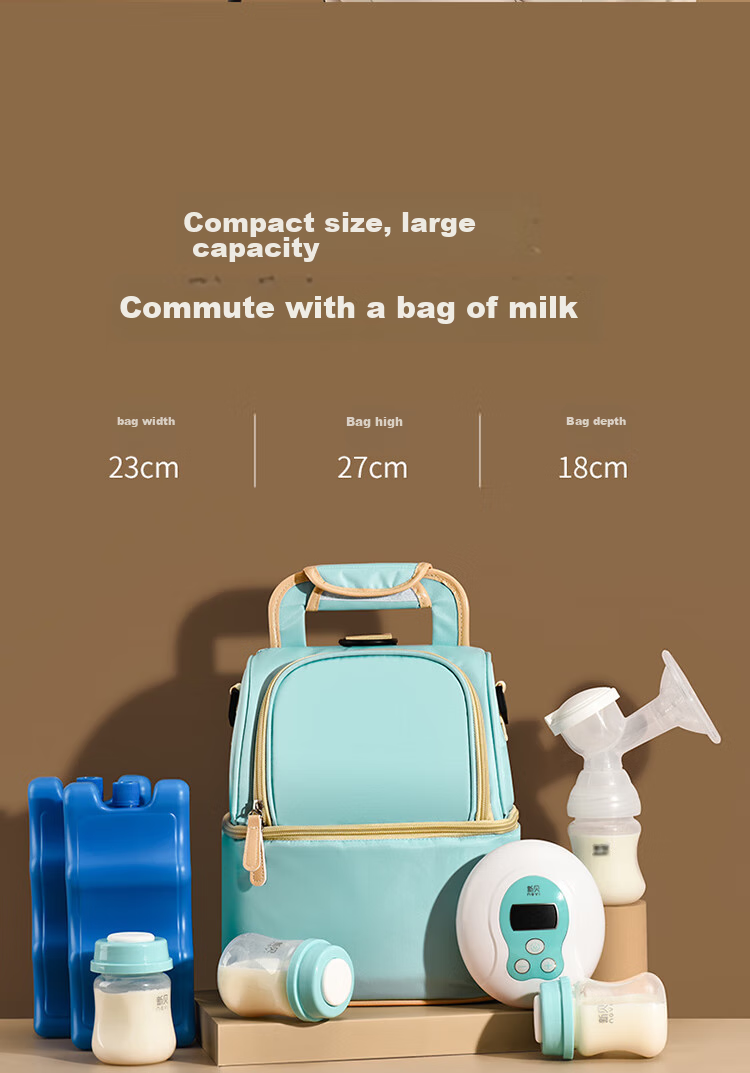 Xenbea Breast Milk Storage Bag, Portable Double-Layer Breast Milk Cooler, Mommy Bag for Work And Storage, Insulated Cold Pack 9515-7 6