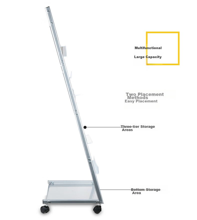 Deli 3-Tier Business Metal Magazine Rack, Periodical Stand, Brochure Display Shelf, Floor-Standing Document Holder, Height 1.27 Meters, 9308 3