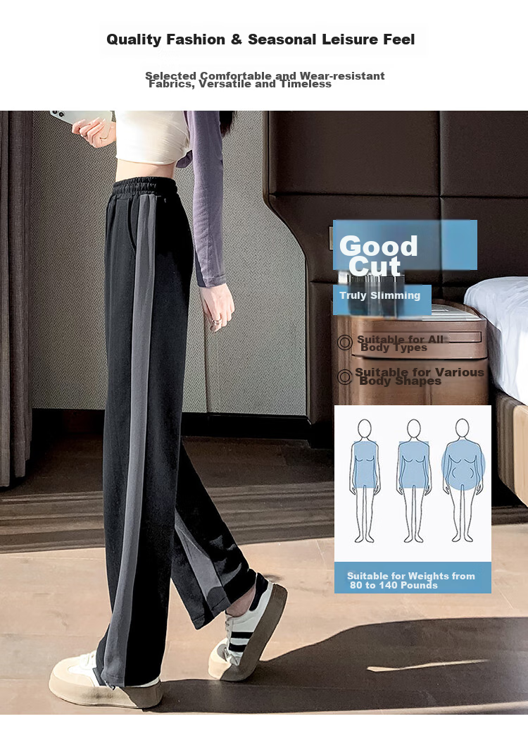 Halo Queen Women's Sweatpants, Spring And Autumn Pear-Shaped Slimming And Heightening Casual Pants, Body-Shaping Straight-Leg Wide-Leg Pants H13QR1959 6