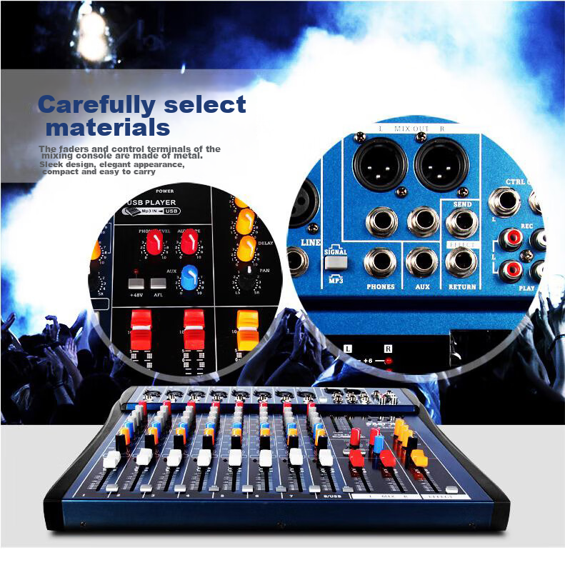 SAST K88 Professional 8-Channel Mixer for Stage Performances And Conference Rooms with Bluetooth, Reverb Effects, MP3 Multi-Functional Audio Control Console 3