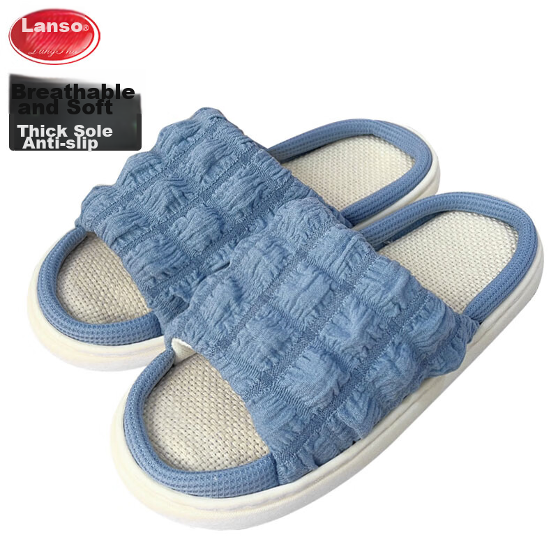 Langsha Linen Slippers for Women, Outdoor Wear, Internet Celebrity Style, 2023 Home Thick-Soled Versatile Non-Slip Cute Household Cotton And Linen Slippers for Wome