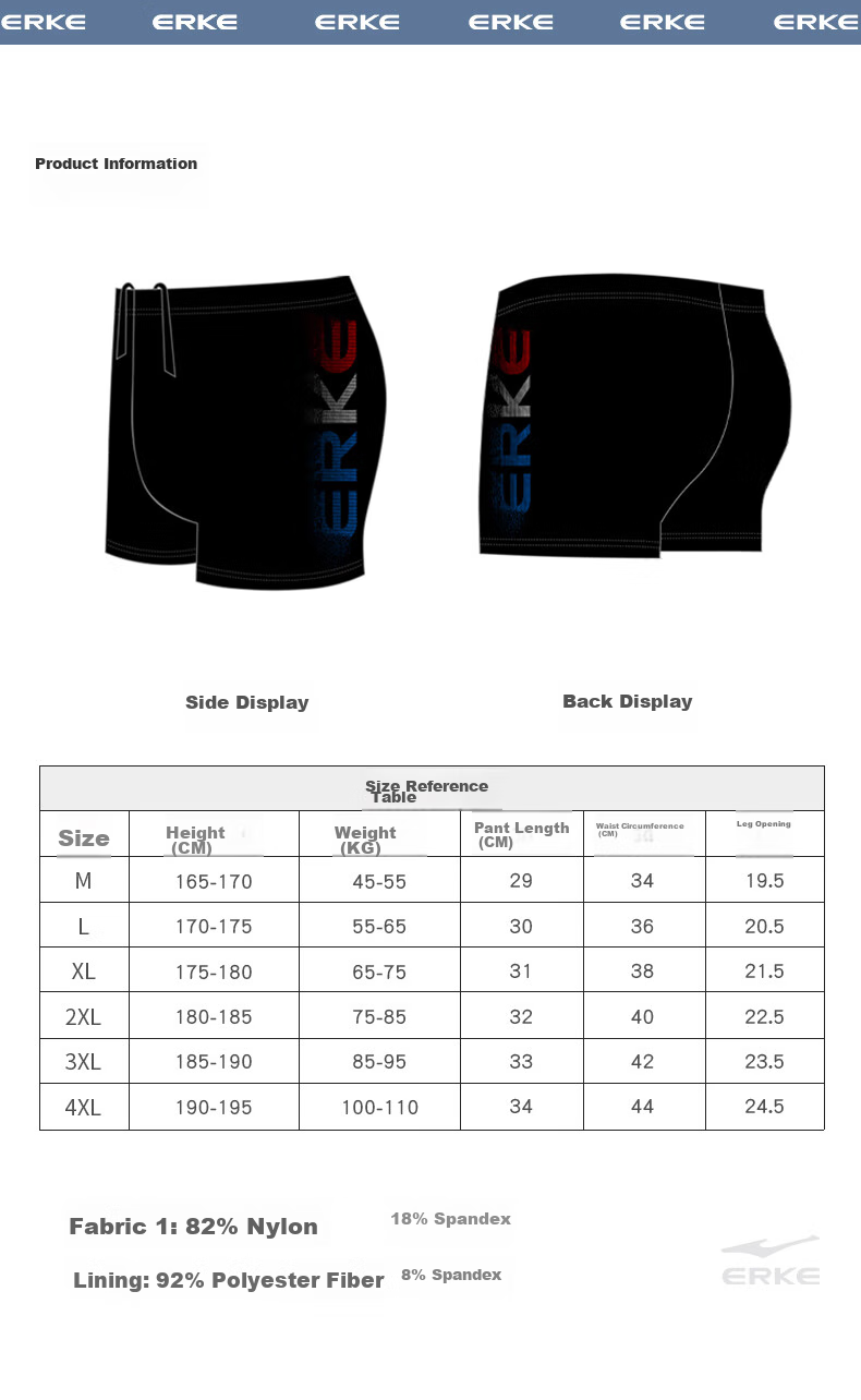 ERKE Men's Professional Swimming Training Quick-Dry Boxer Shorts, Anti-Embarrassment Hot Spring Trunks, Swimming Equipment 6
