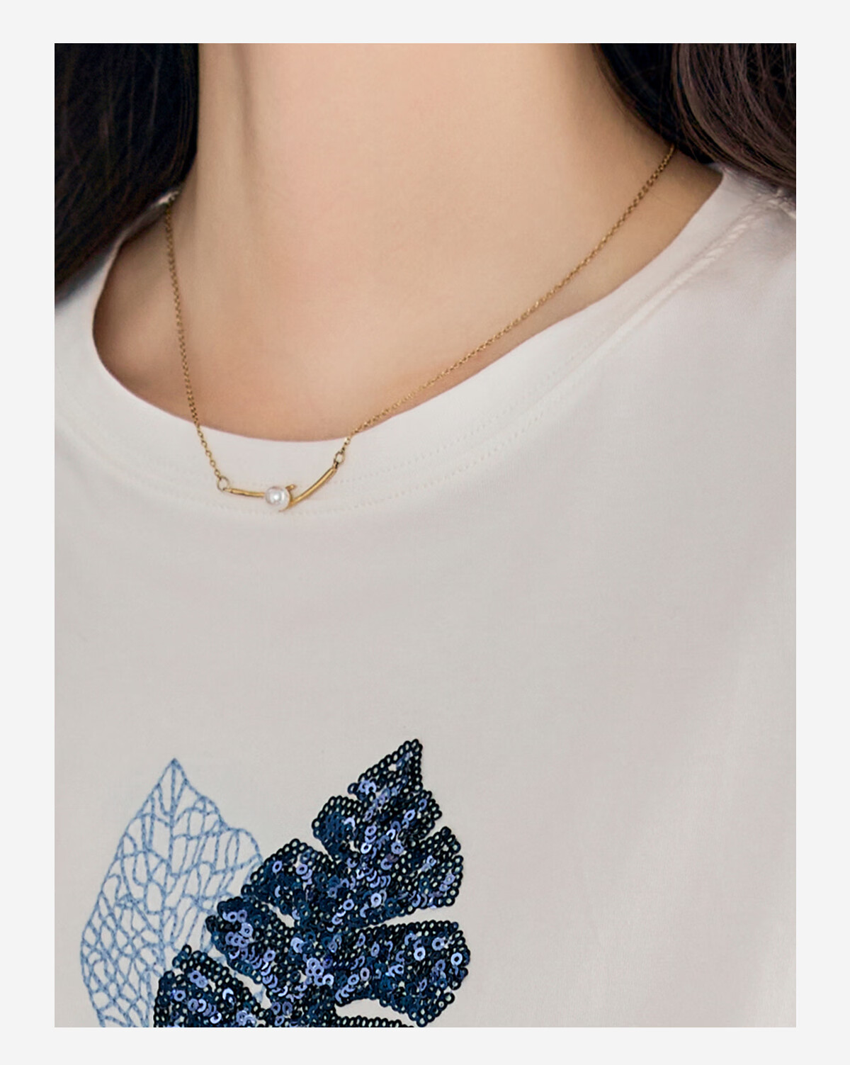 Taxiang Long-Sleeve T-Shirt for Women, Round Neck with Sequin Embroidery, Spring And Autumn Casual Versatile Ladies' Base Shirt T141T2719 6