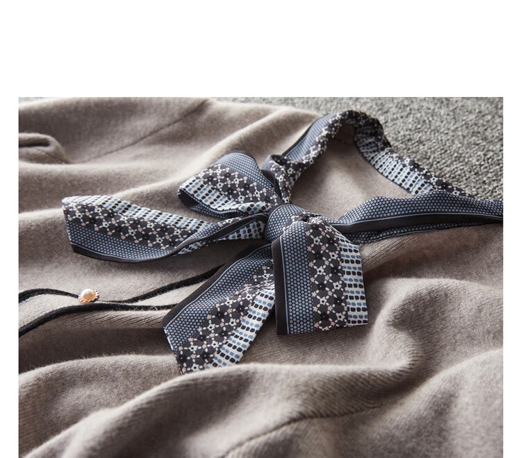 Dme [Commute] Spring And Autumn Silk Ribbon Pearl Button Decorated Cardigan, Versatile Knit Sweater for Women, Medium Gray, Size S 16