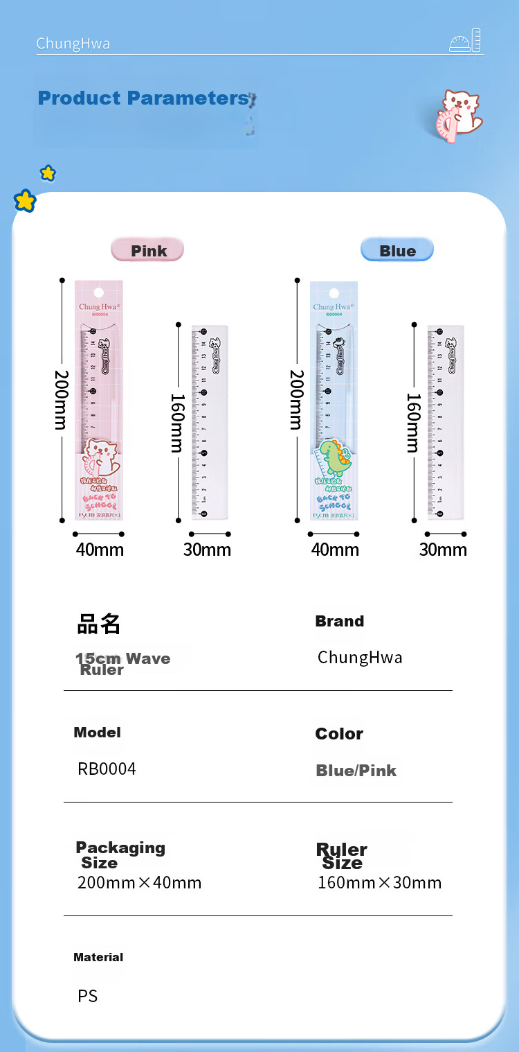 Zhonghua Student Ruler Set (15cm Straight Ruler + 2 Triangular Rulers + Protractor), Transparent Wear-Resistant PS Material, Student Exam Ruler Set for Middle School And College Entrance Exams, Drawing Ruler Set, TC0029 Pink 10