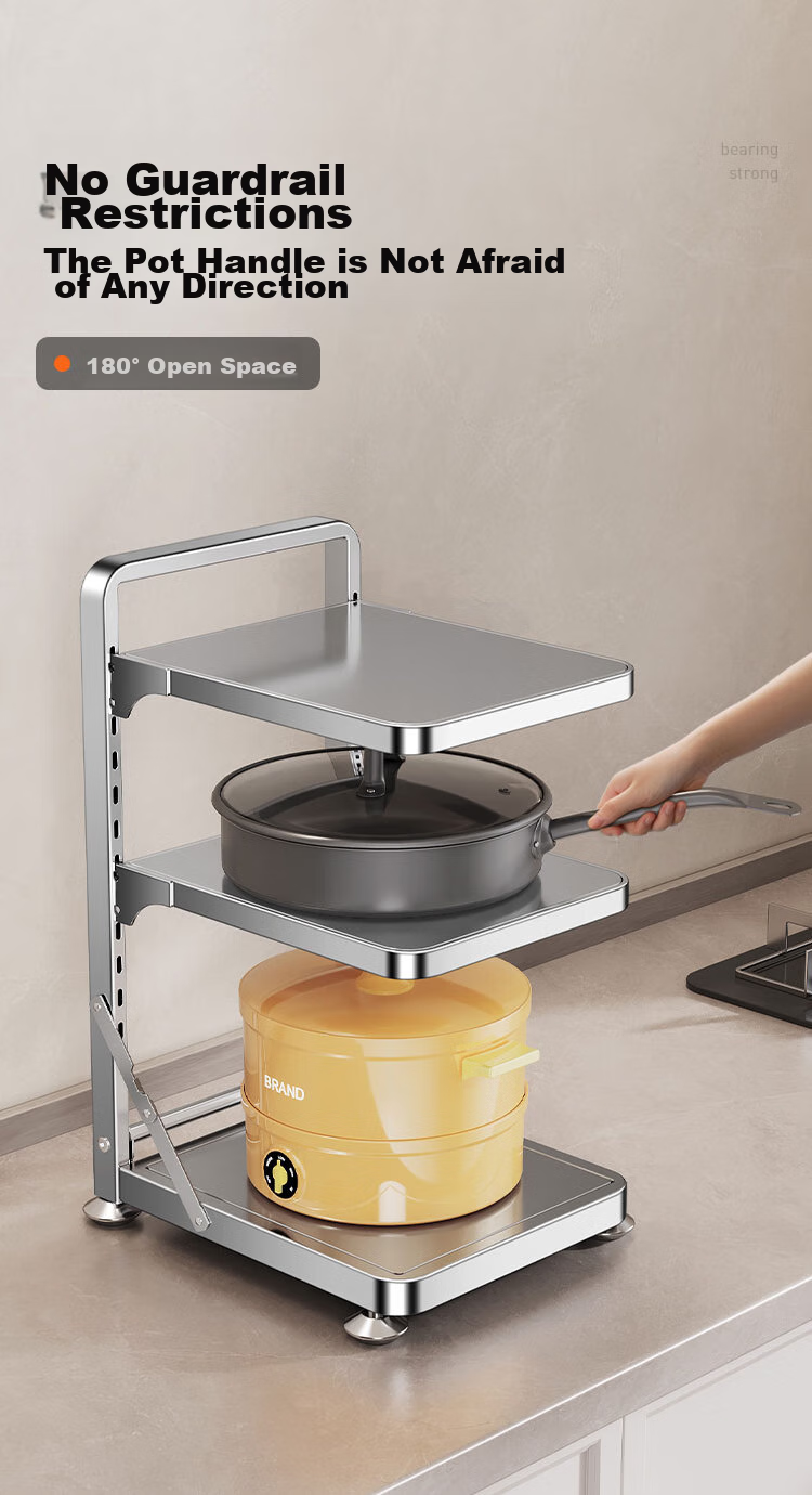 Cobbe Kitchen Storage Rack Under Sink Pot Holder Multi-Layer Household Cabinet Hidden Stove Pot Organizer Storage Solutio 7