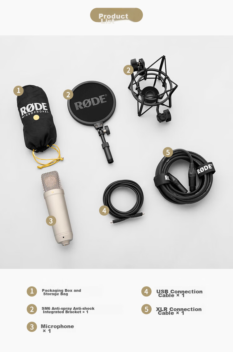 RODE NT1 5th Generation Large Diaphragm Studio Condenser Microphone USB Direct Connection Black (Official Standard) 12