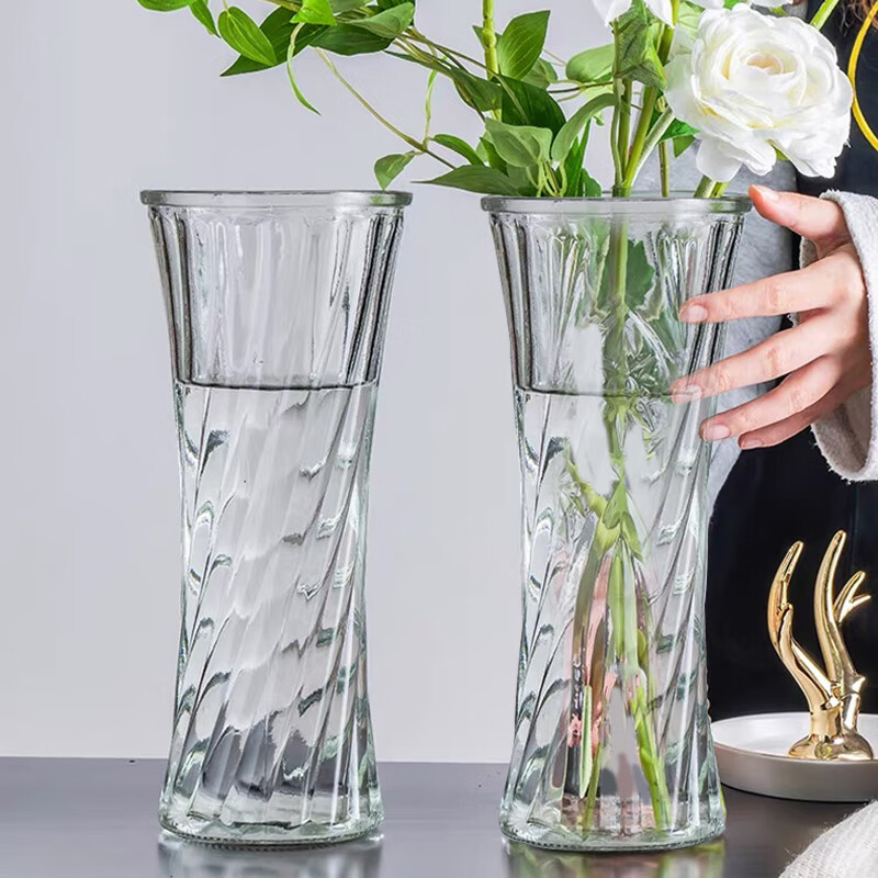 Jidukongjian Glass Vase for Lucky Bamboo, Large Flower Pot for Living Room, Water Cultivation Container, Nordic Style Decorative Ornament, 29cm