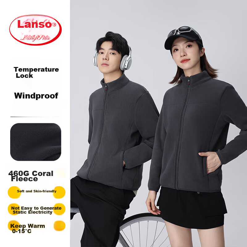 LangSha Fleece Jacket, Unisex Style for Autumn And Winter, Inner Liner for Outdoor Activities, Thickened Warm Fleece Coat with Windproof Desig