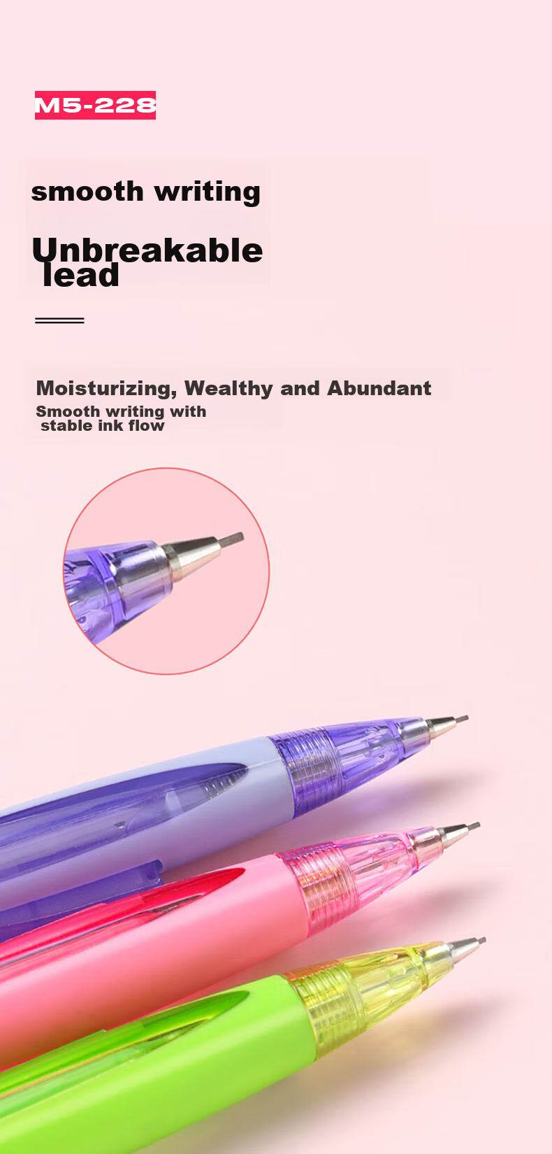 Mitsubishi (Uni) Student Mechanical Pencil M5-228 with Side Button for Lead Extraction, Eraser Included, Light Blue, Single Pack 4