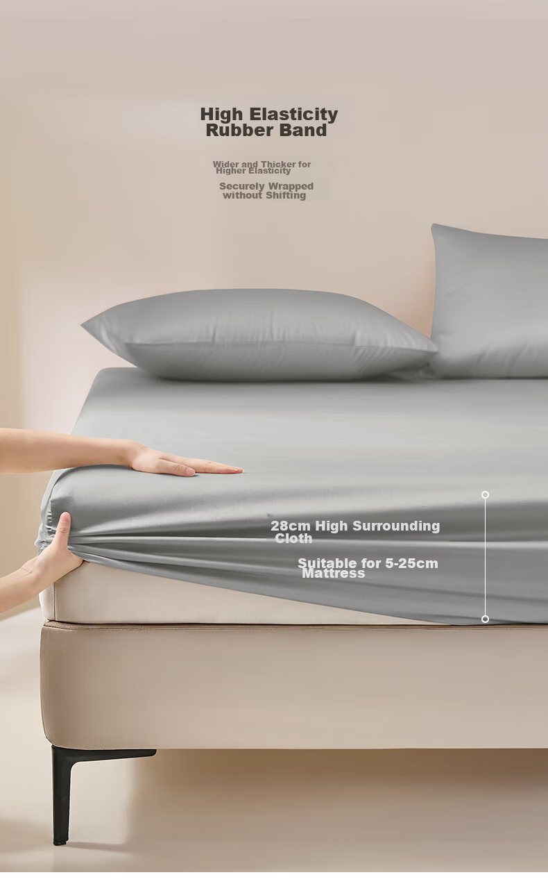 LUOLAI Home Textiles 120 Thread Count Pure Cotton Fitted Sheet Single Piece, Gray 150*200*28 5