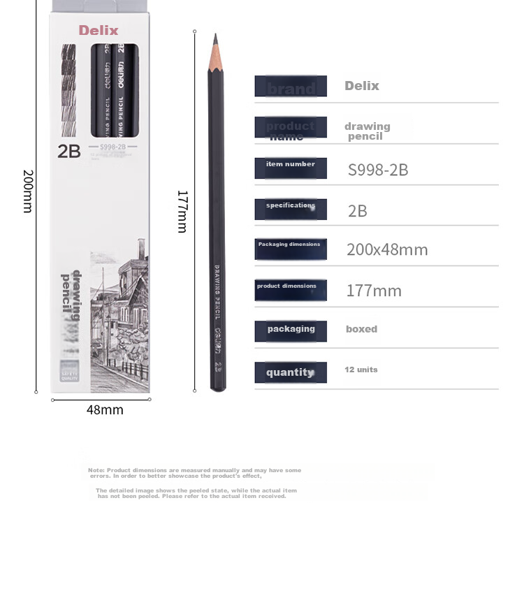 Deli Drawing Pencils, 12 Pieces, 2B Sketching Pencils, Hexagonal Barrel for Students, Black Lead Art Pencils for Sketching And Drafting, Specialized for Beginners, Back-To Stationery 13