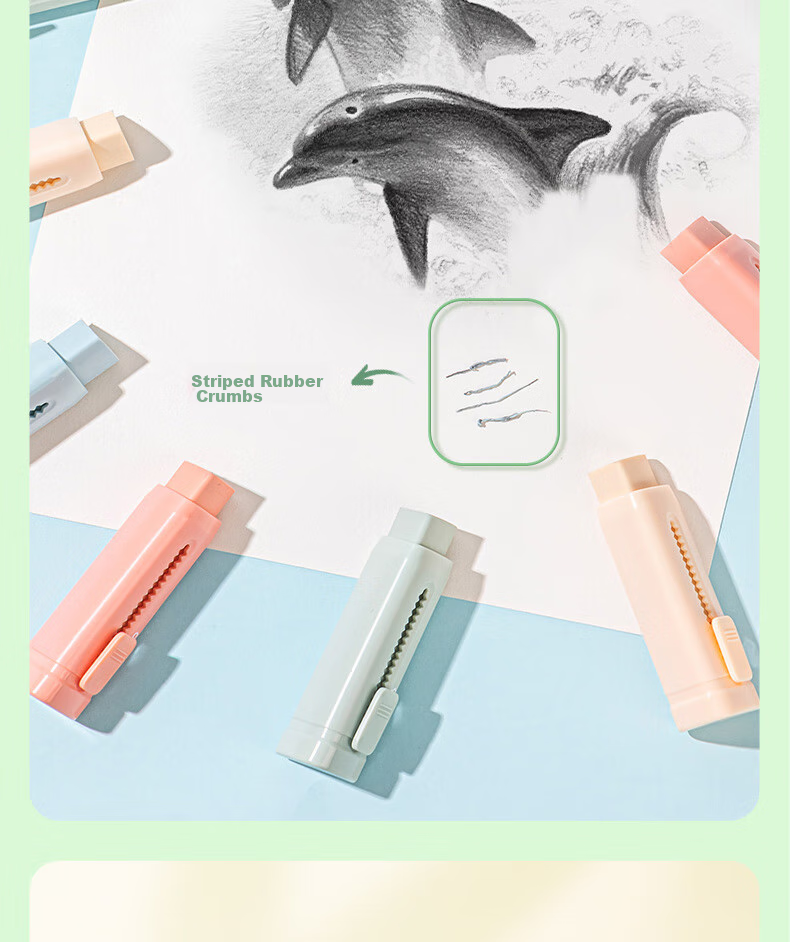 Deli (Deli) Promotes Erasers for Middle School Entrance Exams And College Entrance Exams, Blessing Gifts, Stationery, Push-Pull Design, Low Dust Pencils And Erasers, for Children, Primary School Students, Art Students, Single Piece, Gree 14