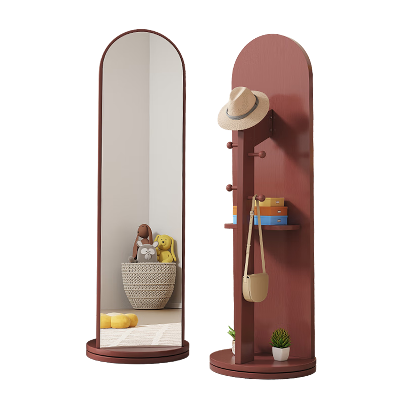 Chibailun Full-Length Mirror, Floor Mirror for Bedroom, Multifunctional Rotating Mirror with Clothes Hanger, Dressing Mirror