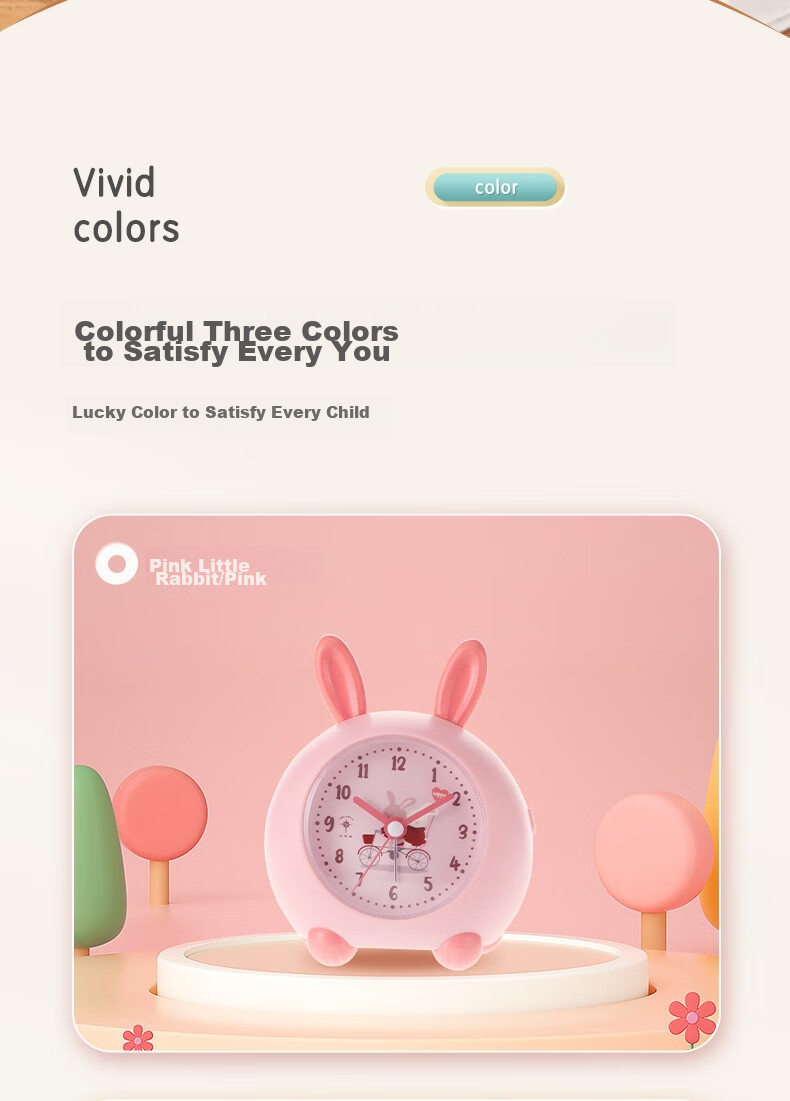 POLARIS Alarm Clock, Creative Cartoon Cute Small Alarm Watch, Cartoon Lazy Bedside Student Children Electronic Clock, Pink 10
