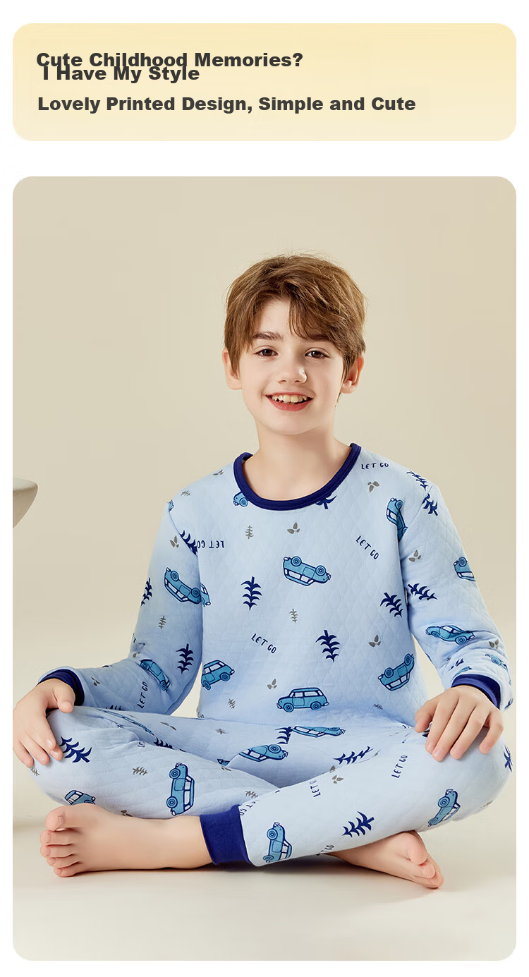 LangSha [School Uniform Essential + 7A Antibacterial] Children's Thermal Underwear Autumn Winter Boys' Thermal Top And Pants Baby Pajama Set 11
