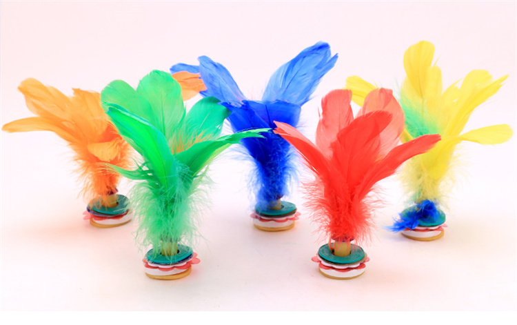 运动健球训练比赛用儿童踢毽子鸡毛毽子 sd 软毛毽子3个装高约14cm