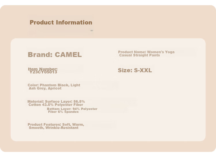CAMEL Fleece-Lined Thickened Women's Loose Straight-Leg Pants for Running And Yoga Sweatpants Y23CY05013 Light Floral Gray S 7
