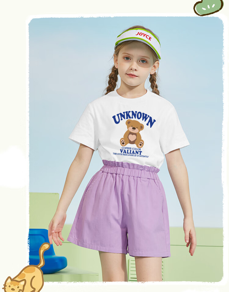 Jeanswest Girls Summer Outfit 2026 Children's Short Sleeve T-Shirt and Shorts Two-Piece Set Trendy Girls Sportswear 12