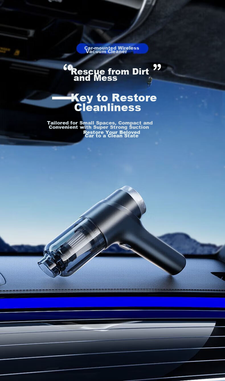 Boergai Cordless Car Vacuum Cleaner, High-Power Compact Handheld Household And Car Use, Strong Suction Power, Black 2